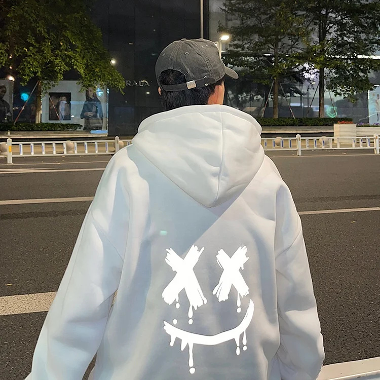 NS040 Loose large size hooded Smiley reflective men graphic hoodies plus velvet thick streetwear hoodie, Picture shows
NS040 Loose large size hooded Smiley reflective men graphic hoodies plus velvet thick streetwear hoodie, Picture shows