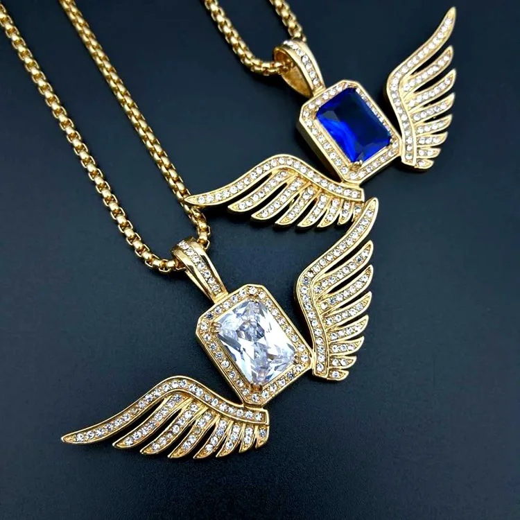 High Quality Hip Hop Stainless Steel Titanium Rhinestone Crystal Eagle Wing Charm Pendant Necklace
High Quality Hip Hop Stainless Steel Titanium Rhinestone Crystal Eagle Wing Charm Pendant Necklace