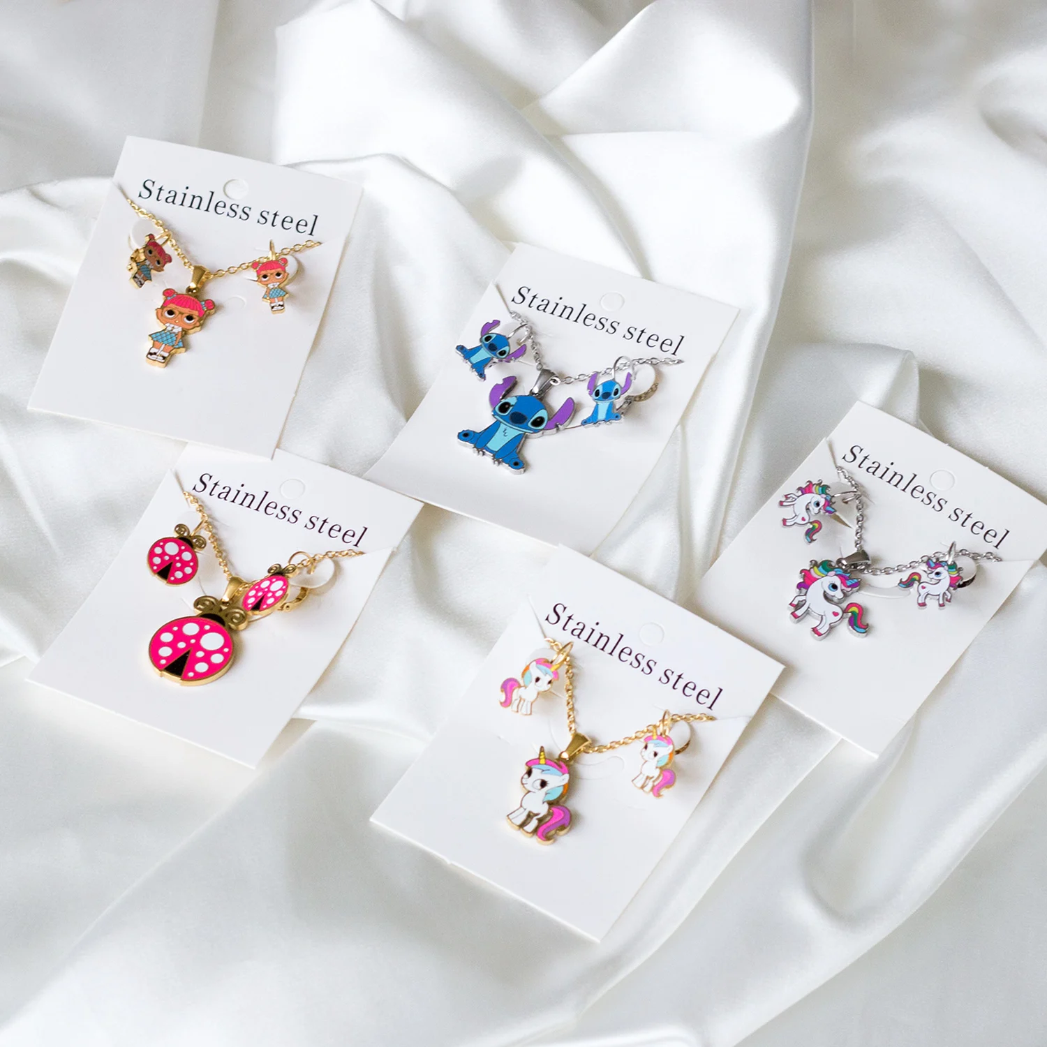 Fashion 316L Stainless Steel Cartoon Jewelry Set Cute Necklace and earrings for little kids, Colorful
Fashion 316L Stainless Steel Cartoon Jewelry Set Cute Necklace and earrings for little kids, Colorful