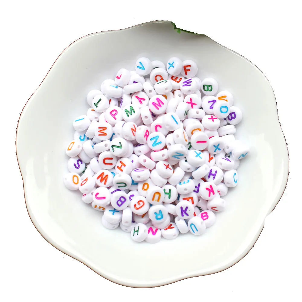 4*7mm Fashion Style White Plastic Bead with Colorful Letter Alphabet Round Beads for Kids Bracelet
4*7mm Fashion Style White Plastic Bead with Colorful Letter Alphabet Round Beads for Kids Bracelet