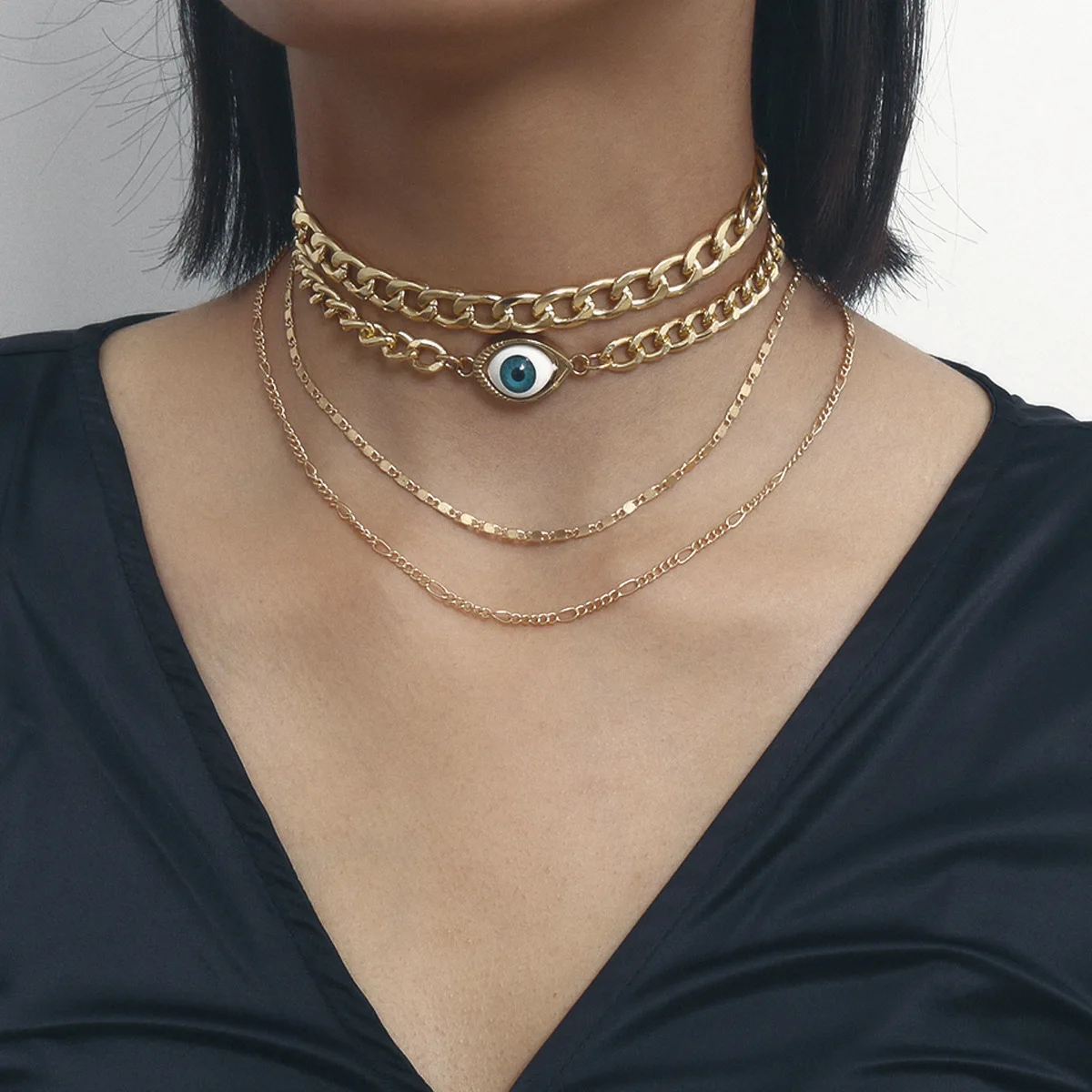 x0247 Mesh Chain Multi Layer Chains Necklace Evil Eye With Blue Tag Devil's Eye BlueEye, Gold
x0247 Mesh Chain Multi Layer Chains Necklace Evil Eye With Blue Tag Devil's Eye BlueEye, Gold