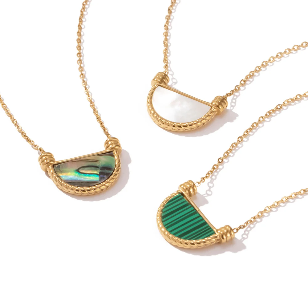 Stainless Steel Fan Shape Black Malachite Symphony Abalone Basket Natural Shell Pendant Necklace
Stainless Steel Fan Shape Black Malachite Symphony Abalone Basket Natural Shell Pendant Necklace