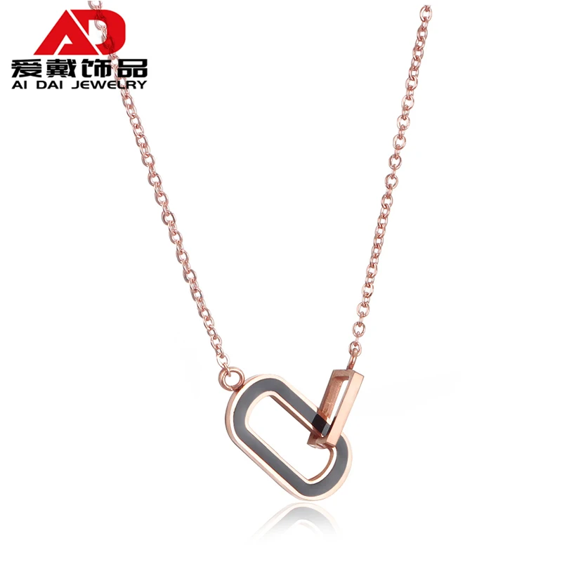 Titanium steel rose gold simple double ring design necklace women
Titanium steel rose gold simple double ring design necklace women