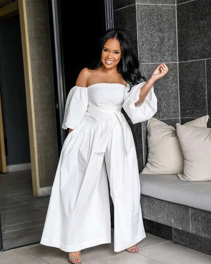 ly353 2021 Fashion Casual Women Solid Off Shoulder Long Romper Jumpsuit Lady Wide Legs Overall Pants Women White Pants
ly353 2021 Fashion Casual Women Solid Off Shoulder Long Romper Jumpsuit Lady Wide Legs Overall Pants Women White Pants