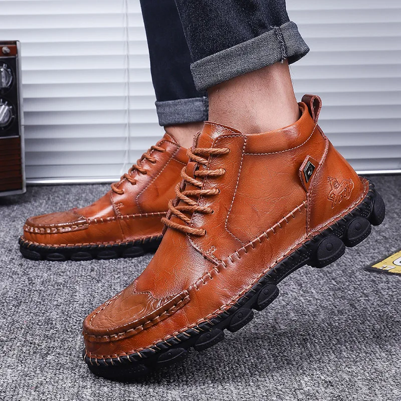 Leather Boots plus Size High-Top Leather Shoes Cowhide Casual Leather Shoes British Mid-Top Martin Boots Men's Ankle Boots
Leather Boots plus Size High-Top Leather Shoes Cowhide Casual Leather Shoes British Mid-Top Martin Boots Men's Ankle Boots