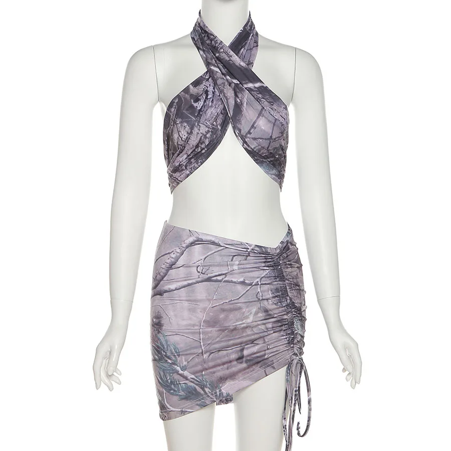 Nibber K21S00906 New Summer Aesthetic Printed Criss Cross Halter Top Pleated Skirt Suit Backless Sexy Matching Two Piece Set
Nibber K21S00906 New Summer Aesthetic Printed Criss Cross Halter Top Pleated Skirt Suit Backless Sexy Matching Two Piece Set