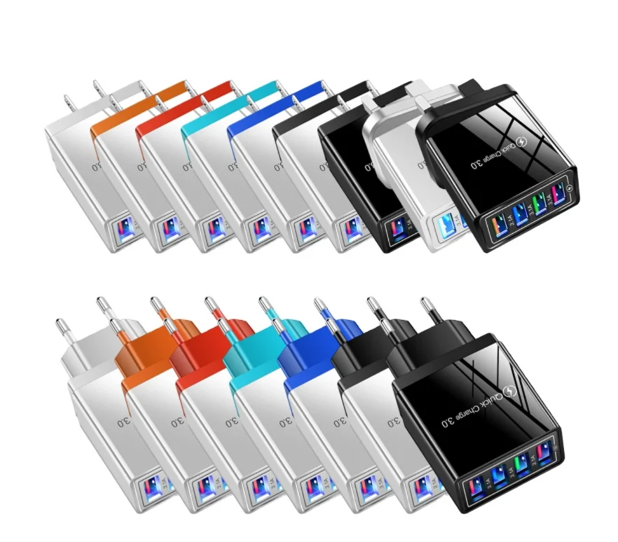 Color 4USB mobile phone charger 3A travel charging EU US UK head quick charger for original iPhone 12 charger wholesale, All black,white+black,grey,red,dark blue,light blue,orange
Color 4USB mobile phone charger 3A travel charging EU US UK head quick charger for original iPhone 12 charger wholesale, All black,white+black,grey,red,dark blue,light blue,orange
