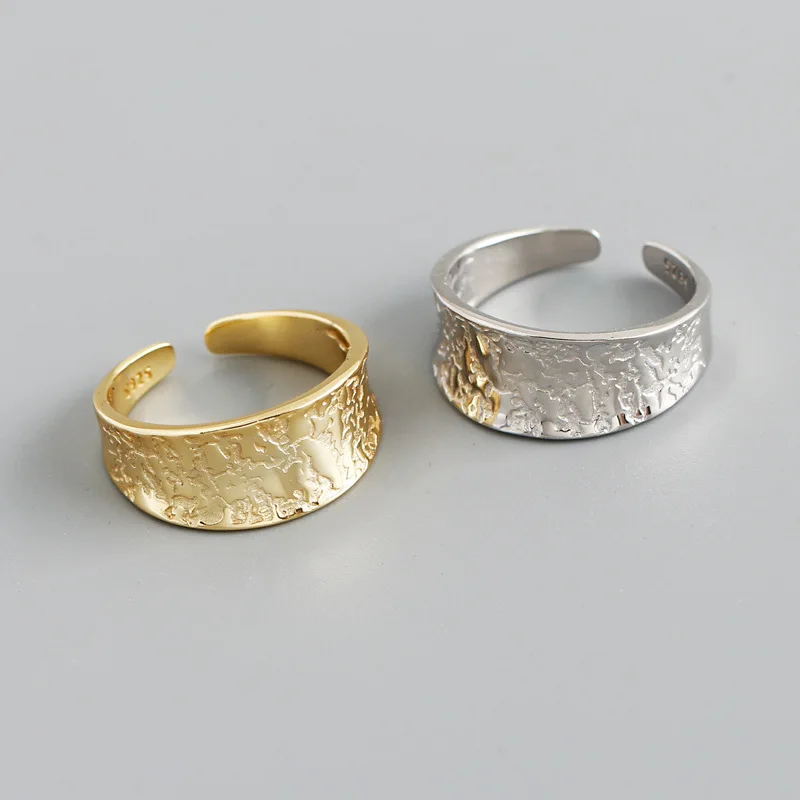 Women Men S925 Silver Gold Plated Wide Finger Rings 925 Sterling Silver Textured Open Finger Ring, As picture
Women Men S925 Silver Gold Plated Wide Finger Rings 925 Sterling Silver Textured Open Finger Ring, As picture