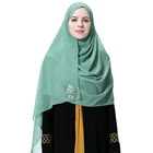 Muslim Pearl Exquisite Decoration Exclusive Sewing Chiffon Hijab Solid Color Muslim Woman Chiffon Scarfs Hijab