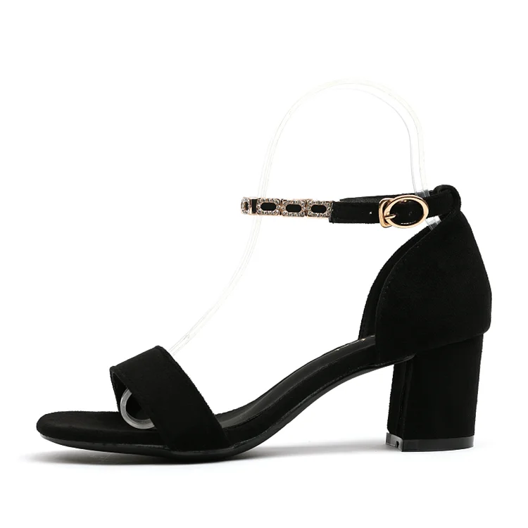 New Summer Fashion Atmospheric Suede Button Drill Thick-heeled Lady's High heeled Sandals, Black, pink
New Summer Fashion Atmospheric Suede Button Drill Thick-heeled Lady's High heeled Sandals, Black, pink