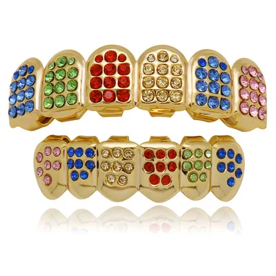 Hot Diamond Grillz Hip Hop Teeth 18k Gold Plated Full of Zircon Personality Shiny Decoration Hipster Jewelry, Gold, silver, black
Hot Diamond Grillz Hip Hop Teeth 18k Gold Plated Full of Zircon Personality Shiny Decoration Hipster Jewelry, Gold, silver, black