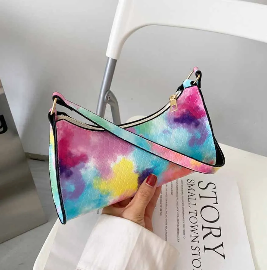 Hot Selling sac a main Handbags Pu Leather Armpit Bag Stone Pattern Women Hand Bags Colorful Rainbow Tie Dye Shoulder Handbag
Hot Selling sac a main Handbags Pu Leather Armpit Bag Stone Pattern Women Hand Bags Colorful Rainbow Tie Dye Shoulder Handbag