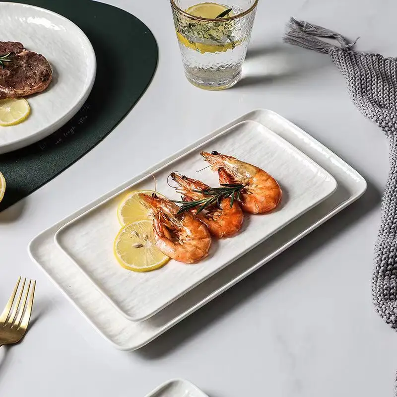 European Relief Pure White Ceramic Plate Family Rectangular Western Food Steak Plate Salad Bowl
European Relief Pure White Ceramic Plate Family Rectangular Western Food Steak Plate Salad Bowl
