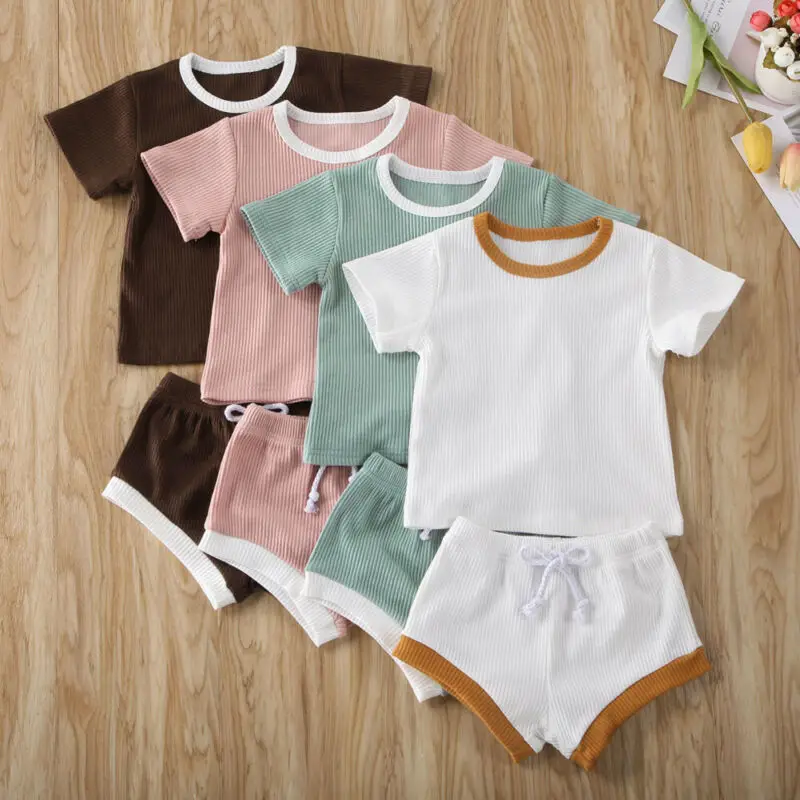 RST Short Sleeve Tops T-shirt + Shorts Pants set Ribbed Solid Outfits baby boys' clothing sets kids clothing, Picture
RST Short Sleeve Tops T-shirt + Shorts Pants set Ribbed Solid Outfits baby boys' clothing sets kids clothing, Picture