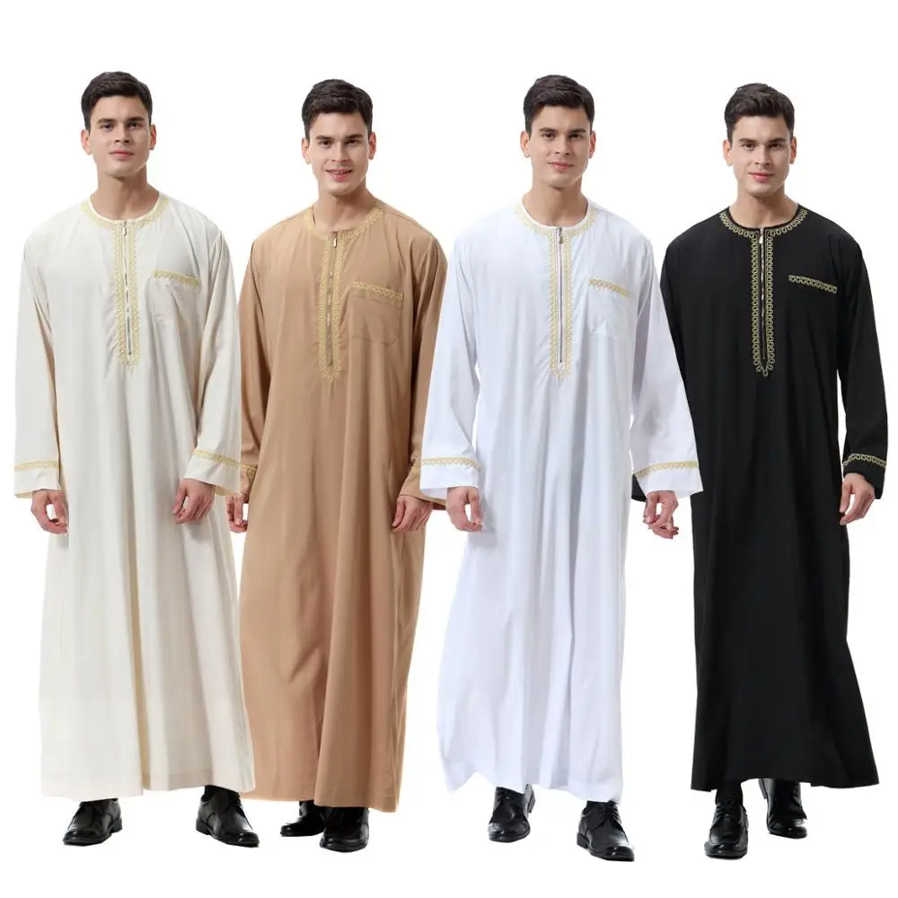 2019 islamic clothes men long sleeve solid color arab nation style clothing, White/black/beige/khaki
2019 islamic clothes men long sleeve solid color arab nation style clothing, White/black/beige/khaki