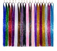 

120 strand-piece Thread Bling Decoration Synthetic Girls Fashion Party Extension Glitter Rainbow Sparkle Hair Tinsel Strands