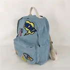 wholesale light blue embroidery flower camera laptop bags canvas backpack