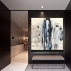 Hand Painted Handmade Abstract Large Canvas Wall Art Oil Painting Nude Persian Street For Sale