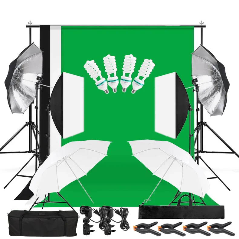 Photography Accessories Photo Studio Lighting Kit Green Screen Backdrop Stand Kit Softbox Umbrellas Light
Photography Accessories Photo Studio Lighting Kit Green Screen Backdrop Stand Kit Softbox Umbrellas Light