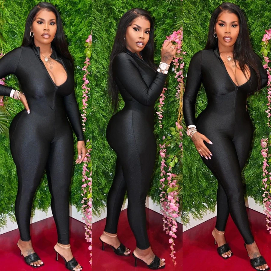 Kliou K20Q09435 2021 New Arrivals Autumn V-Neck Zipper Skinny One Piece Jumpsuits for women
Kliou K20Q09435 2021 New Arrivals Autumn V-Neck Zipper Skinny One Piece Jumpsuits for women