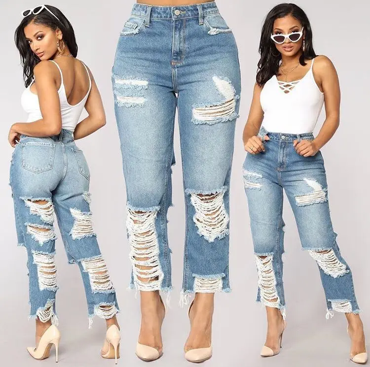 Ladies Comfortable Trousers Hole Ripped Jeans Women Straight Pant Loose Denim Pants For Woman
Ladies Comfortable Trousers Hole Ripped Jeans Women Straight Pant Loose Denim Pants For Woman