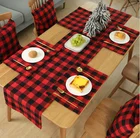 New Christmas white and black Table Cutlery Plate red Plaid knife fork Tablecloth mat for decoration