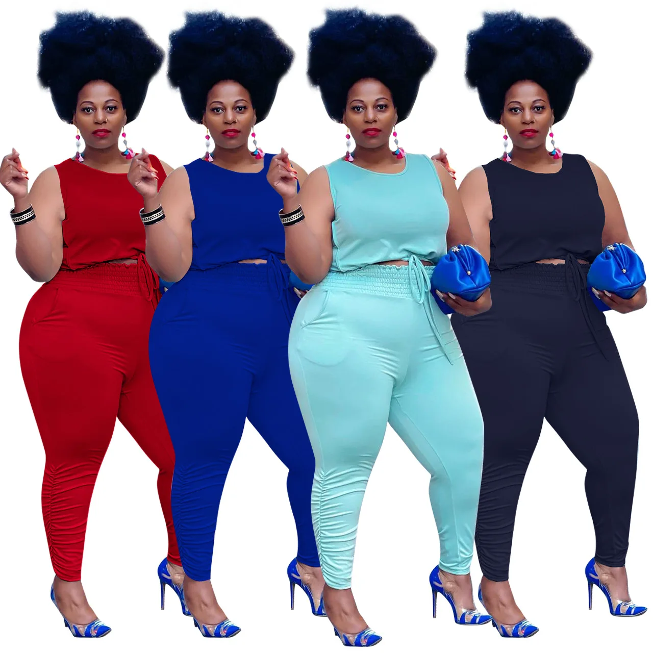 Drop shipping Fall 2021 women Summer Solid Color Sleeveless 5XL Plus Size Two Piece Pants Set For Women, Picture color
Drop shipping Fall 2021 women Summer Solid Color Sleeveless 5XL Plus Size Two Piece Pants Set For Women, Picture color