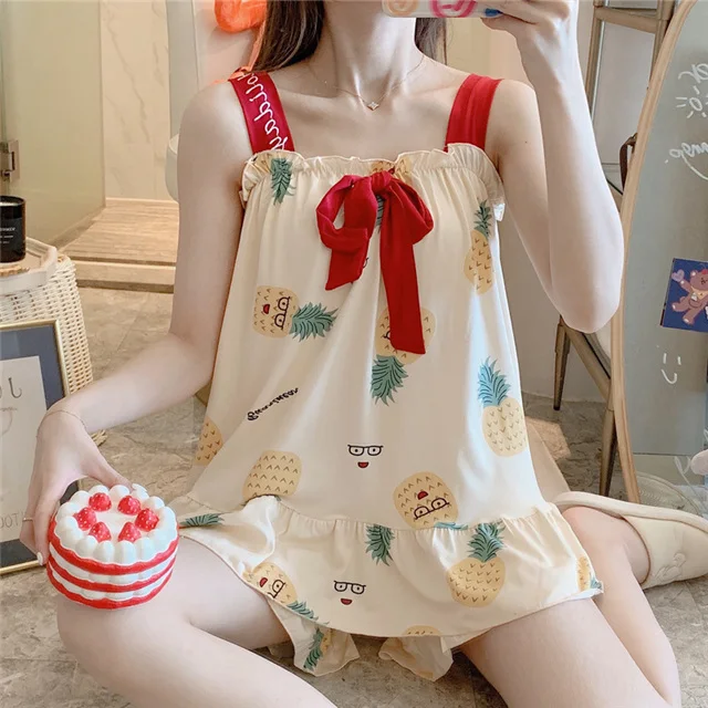 Korean Cute Cartoon Student Girl Camisole Pajamas Two-piece Casual Women Sleepwear Set 2020
Korean Cute Cartoon Student Girl Camisole Pajamas Two-piece Casual Women Sleepwear Set 2020