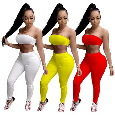 B35884A 2021 casual women tube top sets pure color 2 piece casual woman pants set, Shown
B35884A 2021 casual women tube top sets pure color 2 piece casual woman pants set, Shown