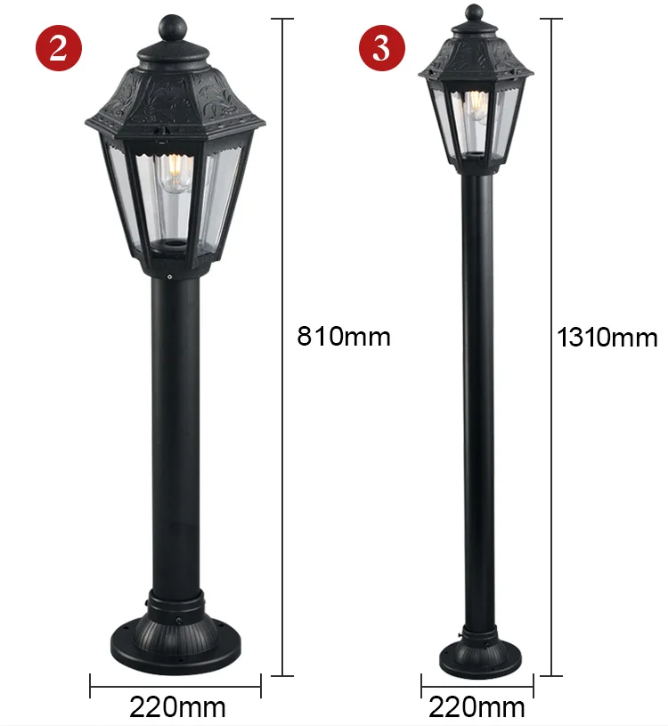 Retro Waterproof Outdoors Villa Courtyard Garden Gate Column Pillar Lights