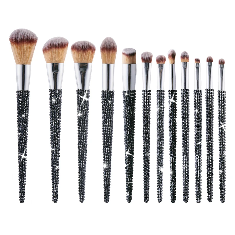 12pcs Hot Sale Glitter Makeup Brushes With Diamond Handle For Women, Customized color
12pcs Hot Sale Glitter Makeup Brushes With Diamond Handle For Women, Customized color