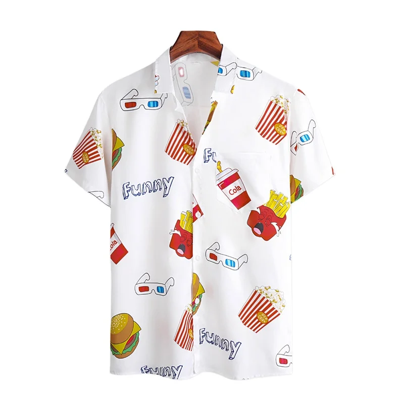 Wholesales men's summer blouses & shirts casual cartoon burger printed short sleeve shirt
Wholesales men's summer blouses & shirts casual cartoon burger printed short sleeve shirt