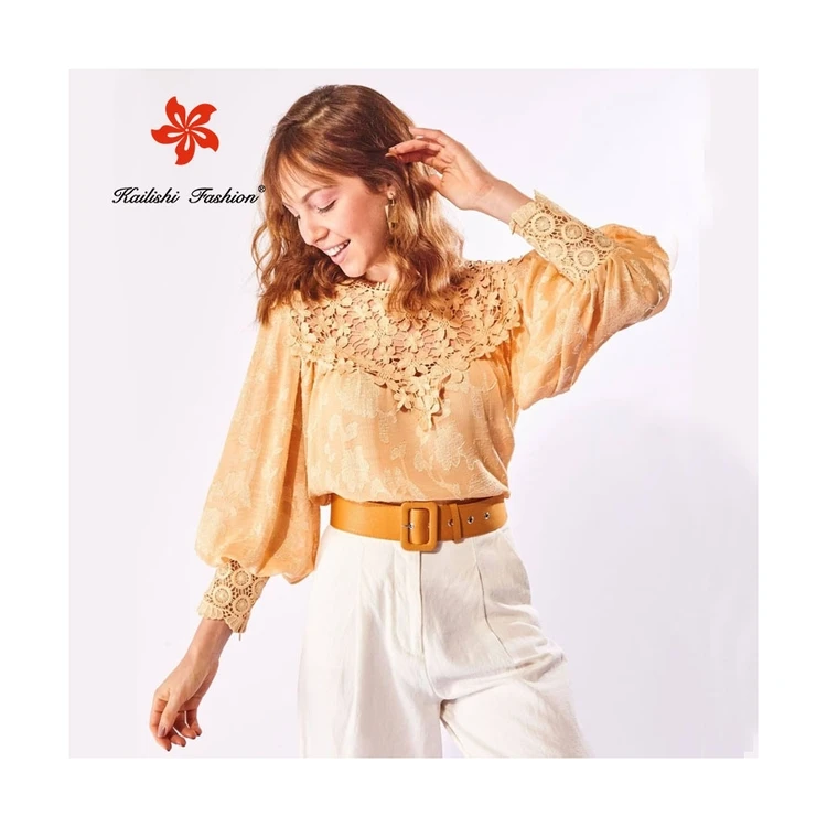 Hot Sale Lace Chiffon Fancy Tops Loose Style Hollow Out Solid Color Sexy Shirts Blouse For Women Crop Top
Hot Sale Lace Chiffon Fancy Tops Loose Style Hollow Out Solid Color Sexy Shirts Blouse For Women Crop Top