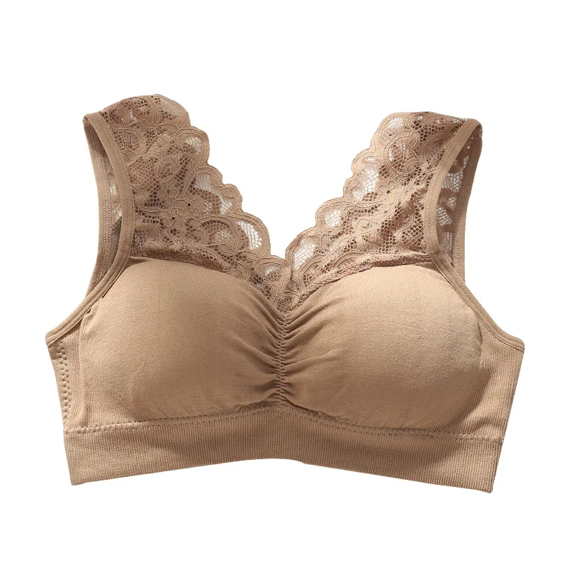 Lightweight And Breathable Full Cup Without Steel Ring Cotton Solid Color Stitching Lace Vest-Style Chest Wrap Sling Women Bra
Lightweight And Breathable Full Cup Without Steel Ring Cotton Solid Color Stitching Lace Vest-Style Chest Wrap Sling Women Bra