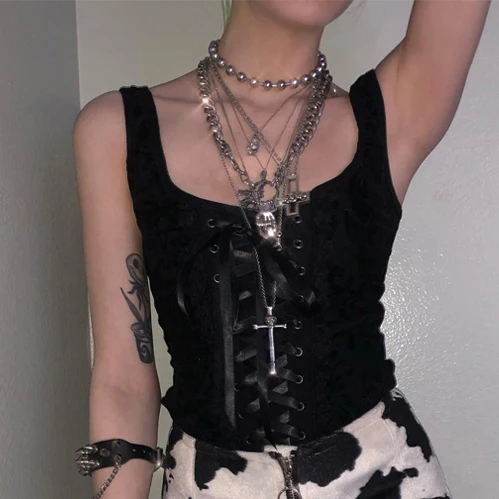 wholesale best price women clothing ladies summer casual gothic vintage punk bodycon lace bandage sexy black crop tank top women
wholesale best price women clothing ladies summer casual gothic vintage punk bodycon lace bandage sexy black crop tank top women