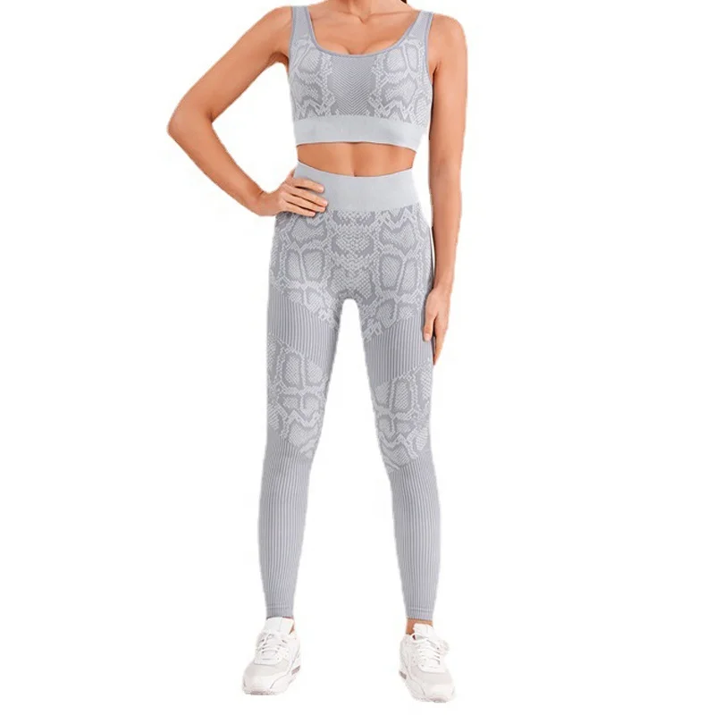 Low Moq Women Sports Suit 2pc Fitness Yoga Wear Sexy Girls Seamless Snake Skin Pattern Gym yoga Set, Gray
Low Moq Women Sports Suit 2pc Fitness Yoga Wear Sexy Girls Seamless Snake Skin Pattern Gym yoga Set, Gray