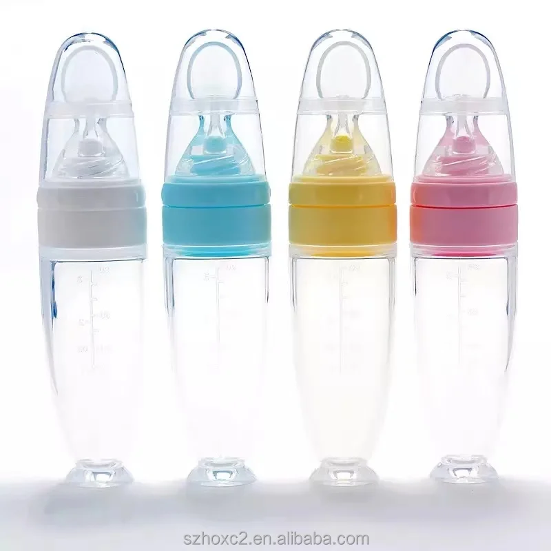 Amazon Hot sale Food Grade Squeeze spoon feeder baby feeding bottle with spoon, Customized color
Amazon Hot sale Food Grade Squeeze spoon feeder baby feeding bottle with spoon, Customized color