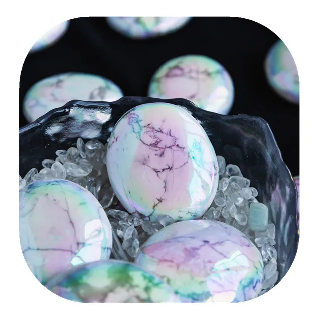 

Wholesale Natural Gemstone Quartz Crafts Crystals Healing Stones Aura Howlite Palm Stone Gift