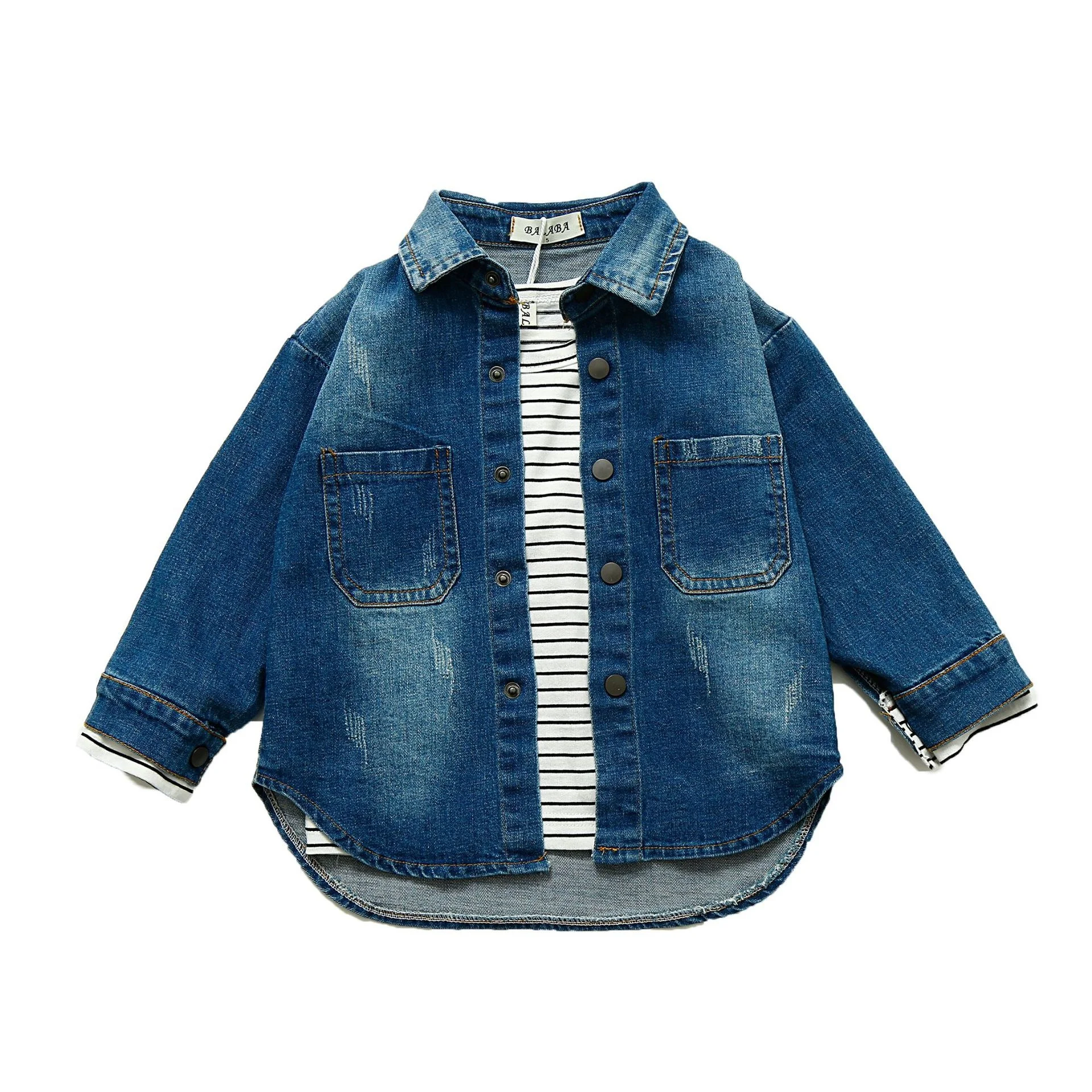B60404A A two-piece children's suit featuring a sleeveless T-shirt top and a denim jacket, Blue
B60404A A two-piece children's suit featuring a sleeveless T-shirt top and a denim jacket, Blue
