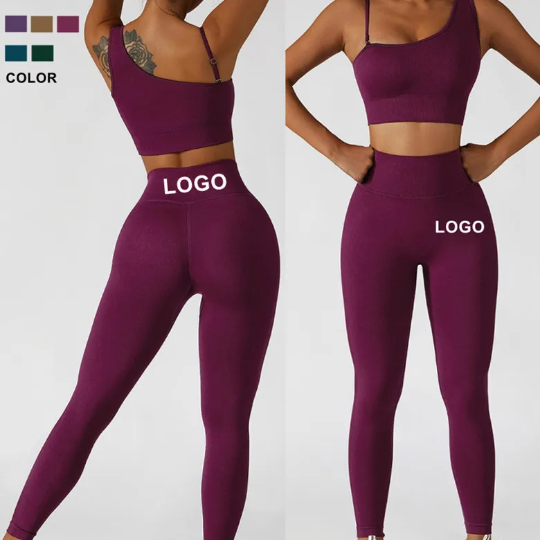 New Shoulder Slope Sports Bra and Leggings Two Piece Gym Fitness Set Custom Logo Womens Gym Yoga Set
New Shoulder Slope Sports Bra and Leggings Two Piece Gym Fitness Set Custom Logo Womens Gym Yoga Set