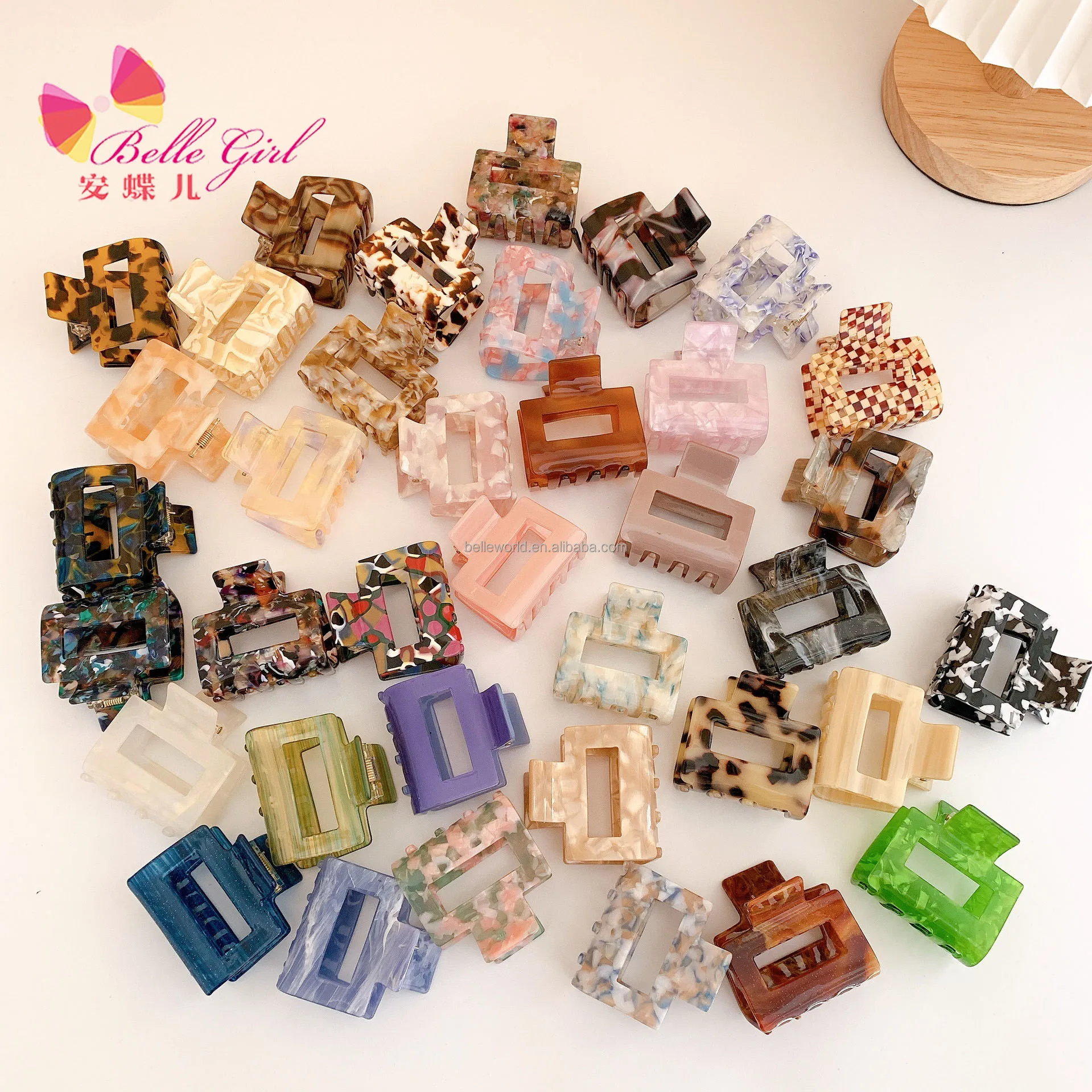 BELLEWORLD hot selling Korean retro 5cm square hair clamp 35 colors acetate acrylic hair claw clips for women thin hair
BELLEWORLD hot selling Korean retro 5cm square hair clamp 35 colors acetate acrylic hair claw clips for women thin hair
