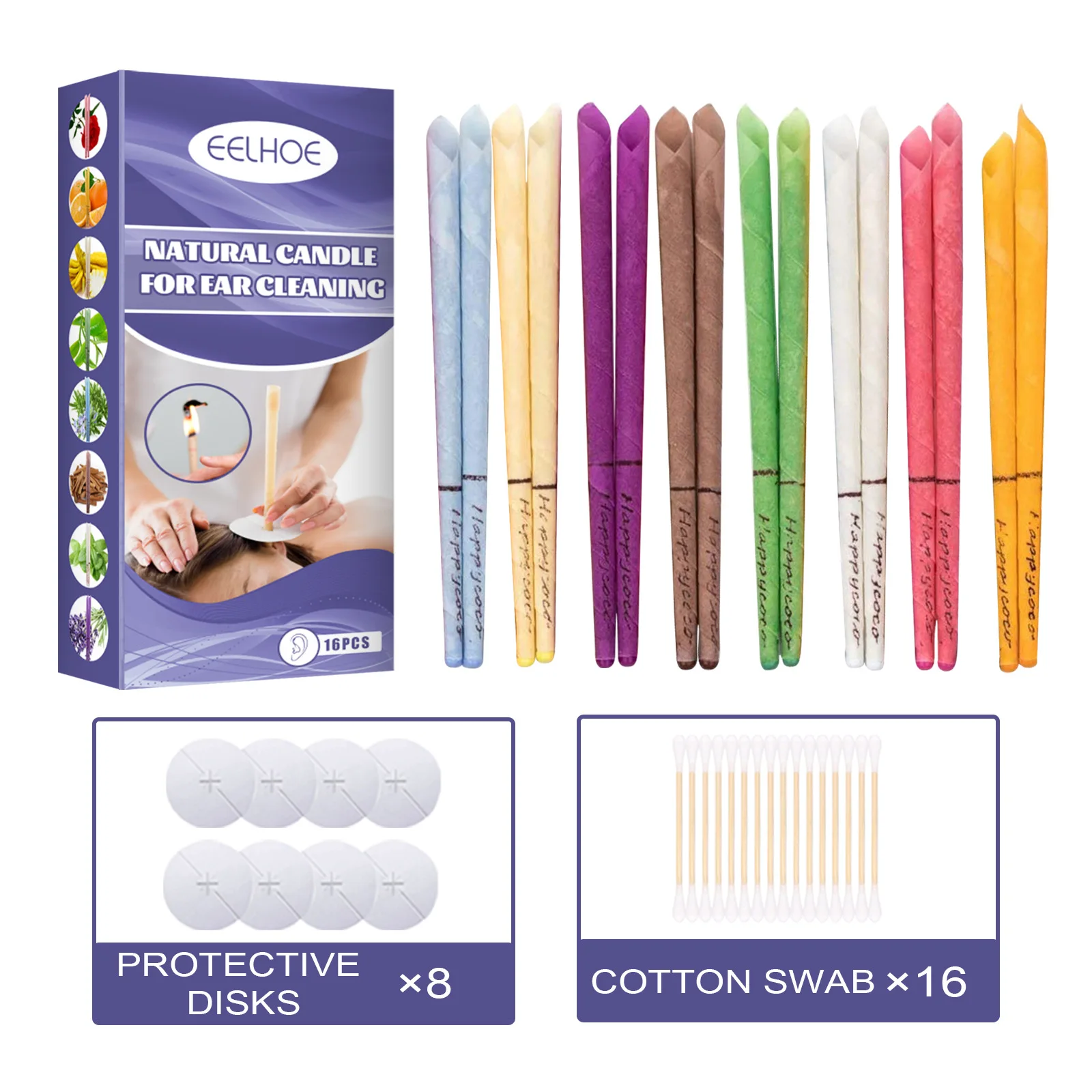 eelhoe Horn-shaped ear candles to relieve stress and relax, ear cleaning and care with plugs, multi-color ear candles set
eelhoe Horn-shaped ear candles to relieve stress and relax, ear cleaning and care with plugs, multi-color ear candles set