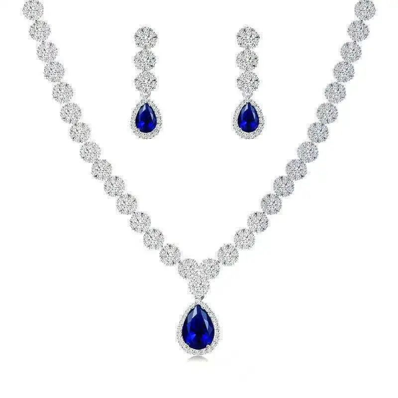 Fashion Elegant Engagement Party White Stone Claw Setting Zircon Wedding Dress Bridal Necklace Earrings Jewelry Set 
Fashion Elegant Engagement Party White Stone Claw Setting Zircon Wedding Dress Bridal Necklace Earrings Jewelry Set