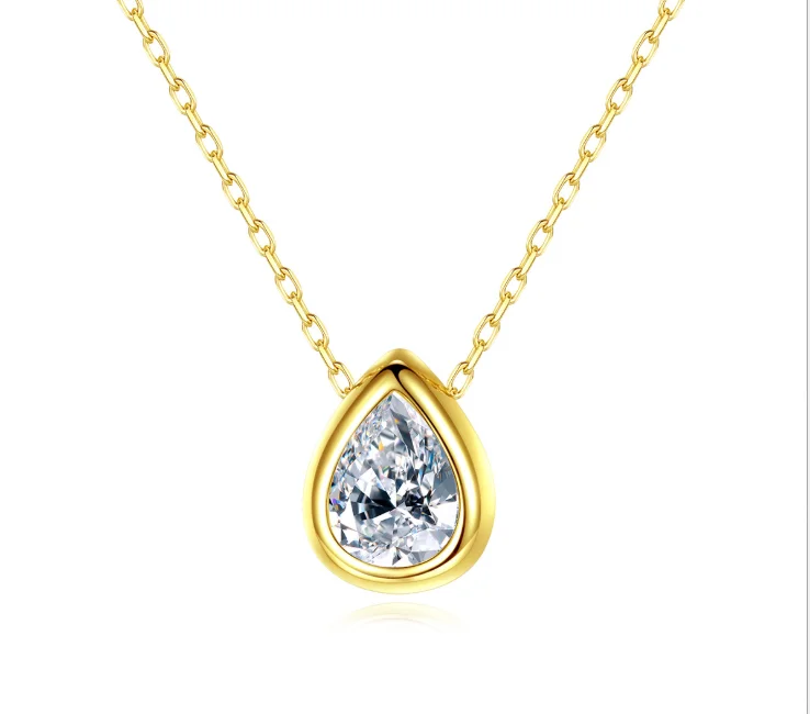 S925 Silver CZ Cubic Zircon Geometric Water Drop Shaped Necklace 925 Sterling Silver Gold Plated Water Drop Pendant Necklace, As picture
S925 Silver CZ Cubic Zircon Geometric Water Drop Shaped Necklace 925 Sterling Silver Gold Plated Water Drop Pendant Necklace, As picture