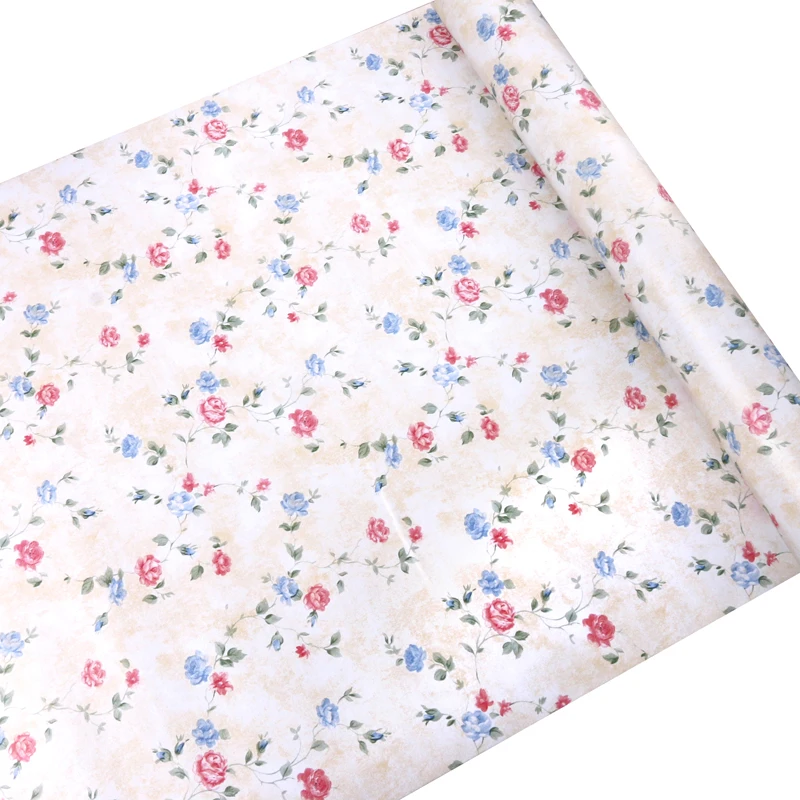 Fresh Floral Wallpaper PVC Waterproof Anti-fouling Self-adhesive Bedroom Wallpaper Dormitory Decoration