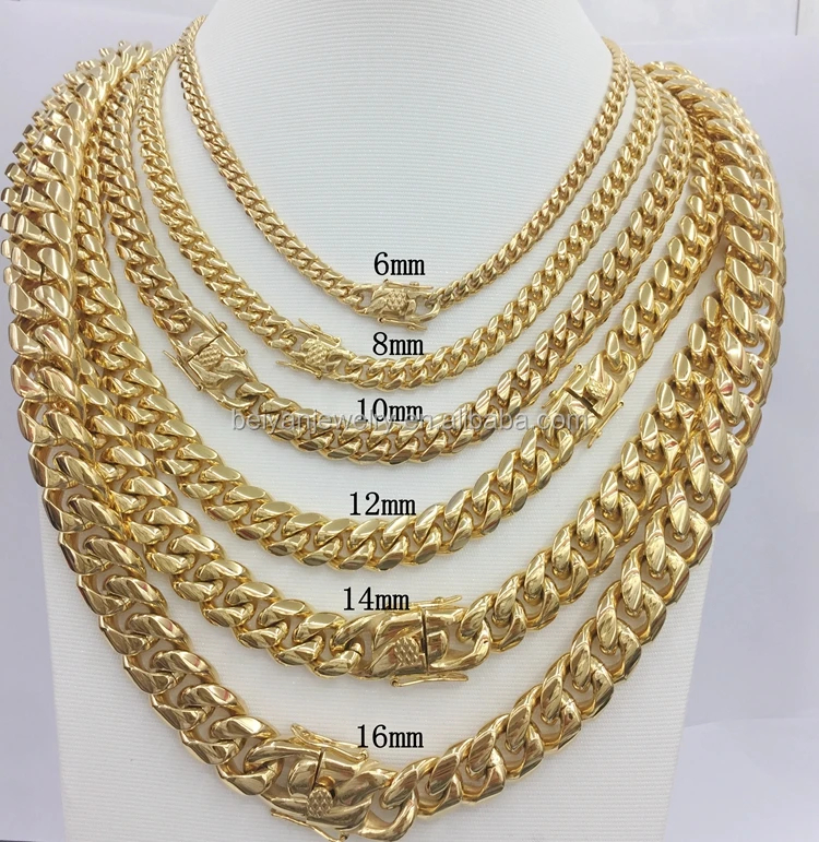 dubai gold chains hip hop stainless steel jewelry gold necklace