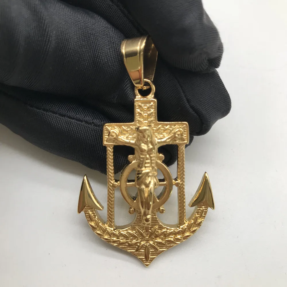 New Arrivals Fashion 18k Gold Plated Stainless Steel Jesus Jewelry Anchor Pendant Necklace
New Arrivals Fashion 18k Gold Plated Stainless Steel Jesus Jewelry Anchor Pendant Necklace