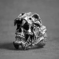 

Retro Punk Skeleton Skull Rings For Men Women Personality Male Biker Rock Rap Ring Jewelry Gothic Halloween Accessories Gifts