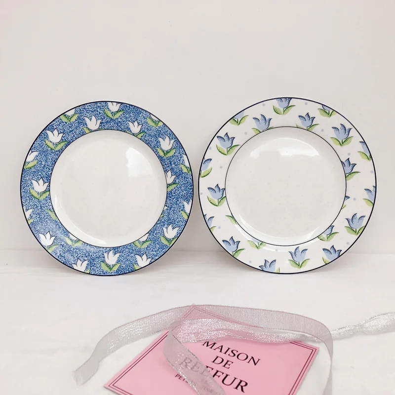 Korean ins tulip ceramic plate retro creative western plate home cake fruit plate, White color dinner plate
Korean ins tulip ceramic plate retro creative western plate home cake fruit plate, White color dinner plate