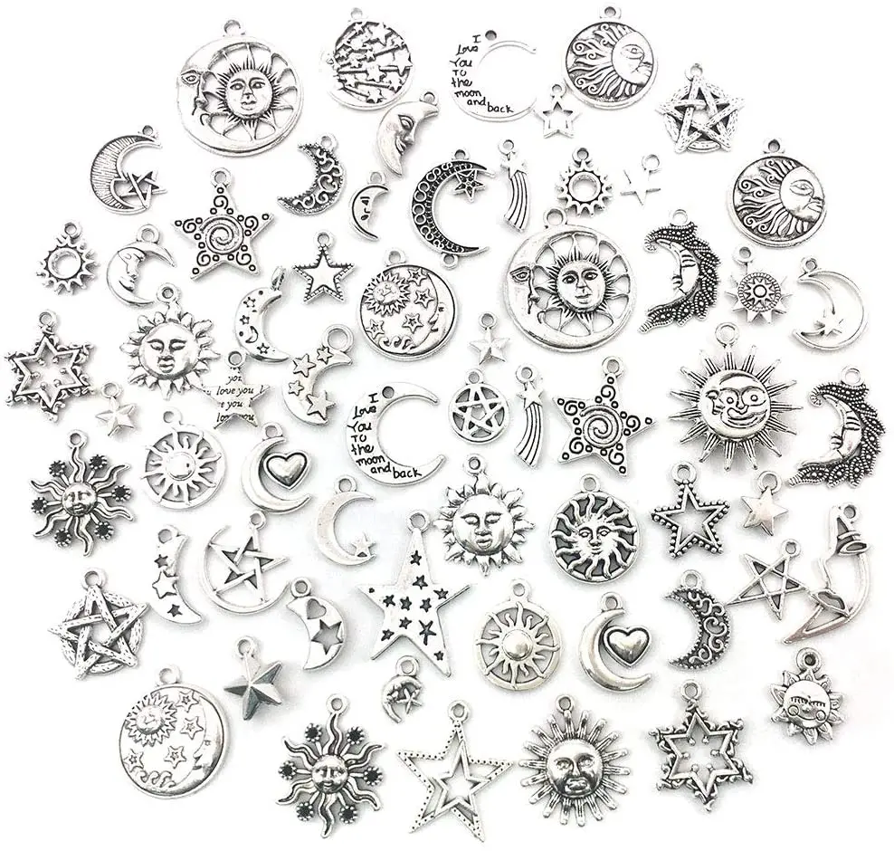 100PCS Mixed Sun Moon Star Charms DIY Charms Pendant for Crafting ewelry Making Supplies, Multi
100PCS Mixed Sun Moon Star Charms DIY Charms Pendant for Crafting ewelry Making Supplies, Multi
